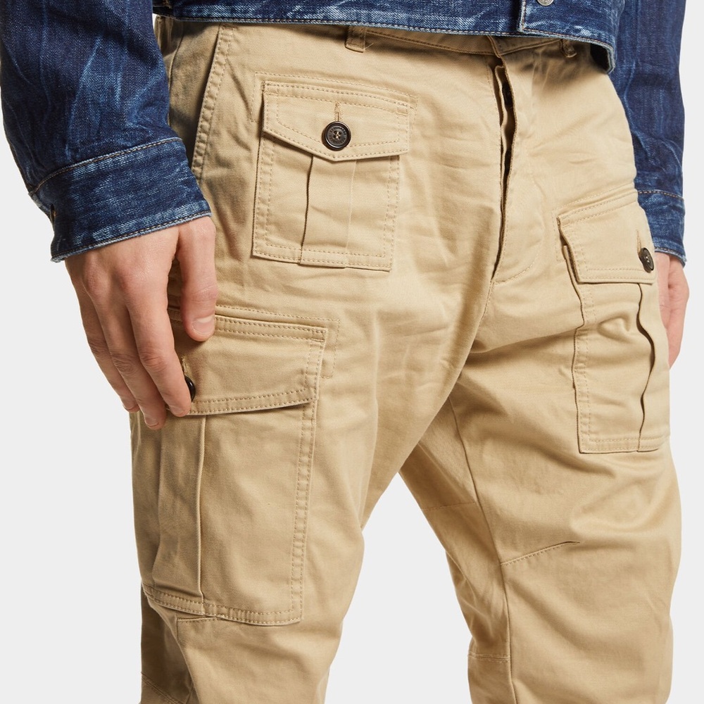 DSquared2 Chino Pants Sexy Cargo Fit, 40” waist Khaki Tan Casual S74KB0818S3902